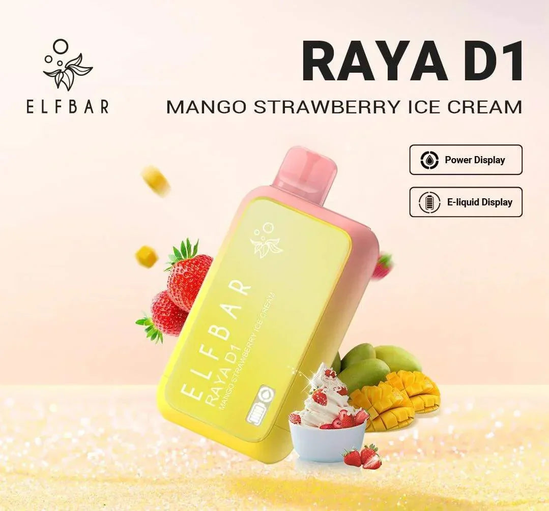 ELF BAR RAYA D1 – Mango Strawberry Ice Cream - Vape Shop Gurugram