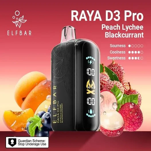 Elf Bar Raya D3 Pro 30 K – Peach Lychee Blackcurrant - Vape Shop Gurugram
