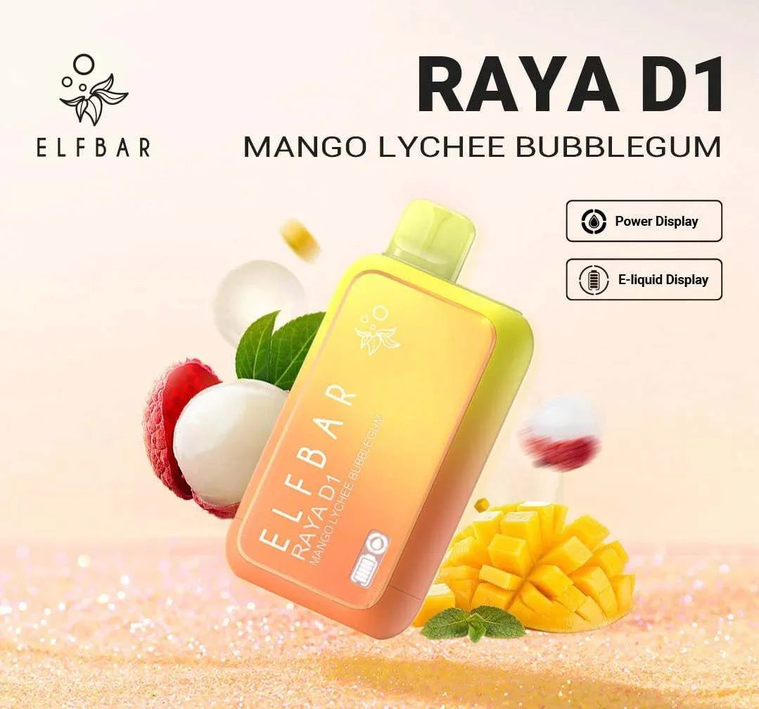 ELF BAR RAYA D1 – Mango Lychee Bubblegum - Vape Shop Gurugram
