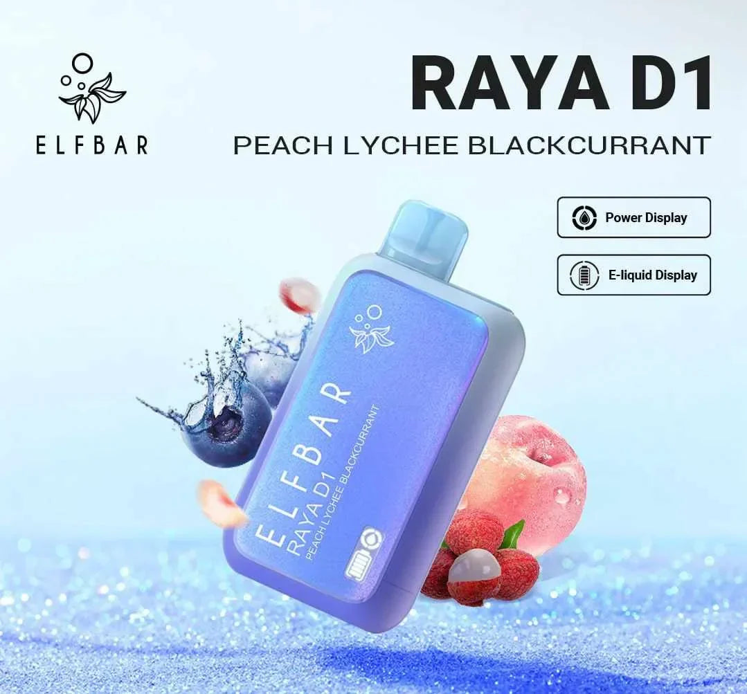 ELF BAR RAYA D1 – Peach Lychee Blackcurrant - Vape Shop Gurugram